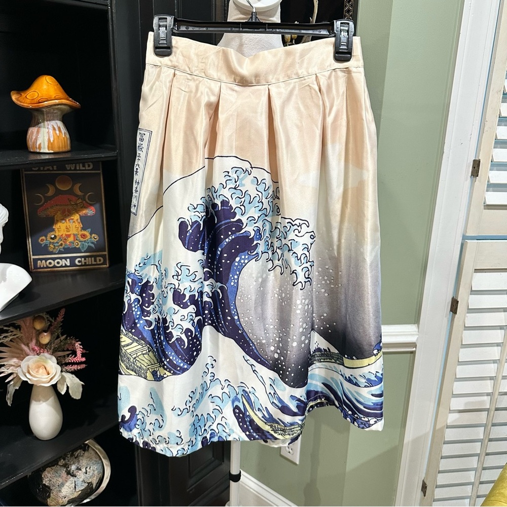 NAIN The Great Wave Satin Skirt L/XL – Japanese Art Print